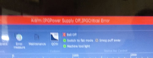 Станок лазерной резки Ошибка Alarm: IPGPower Supply Off IPG Critical Error