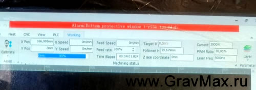 Alarm: Bottom protective window t-rise..too-high Ошибка станка лазерной резки голова BM110 CypCut HypCut 