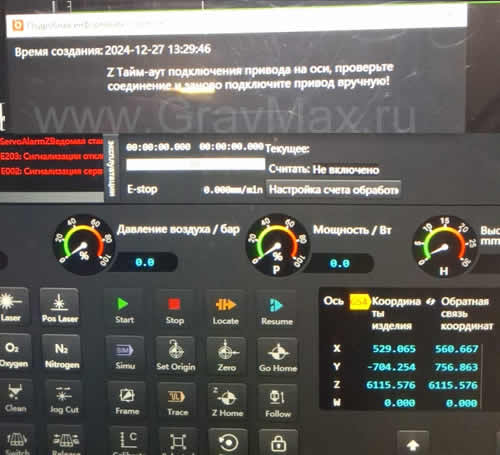 Станок лазерной резки Bodor Ошибка E002: Сигнализация сервопривода на оси Z