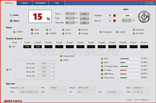 Maxphotonics G3_Series V2.0.0.4 Программа диагностики лазерных источников 2026.06.15