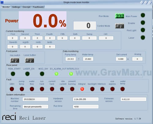 Reci FC1000-3000 Инструкция 10.1 Ошибка лазерного источника Integrating sphere extremum fault samp 1185, cal 14787