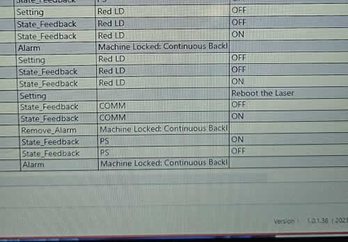 Лазерный источник ошибка Maxphotonics Continuous backlight alarm Decryption password